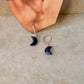 925 Sterling Silver Lapis Lazuli Moon Lever Back Earrings
