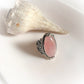 Silver Boho Oval Ring Featuring Rose Quartz Statement Stone