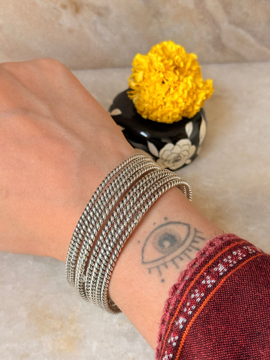 925 sterling silver Rope Stackable Bangle- single pc