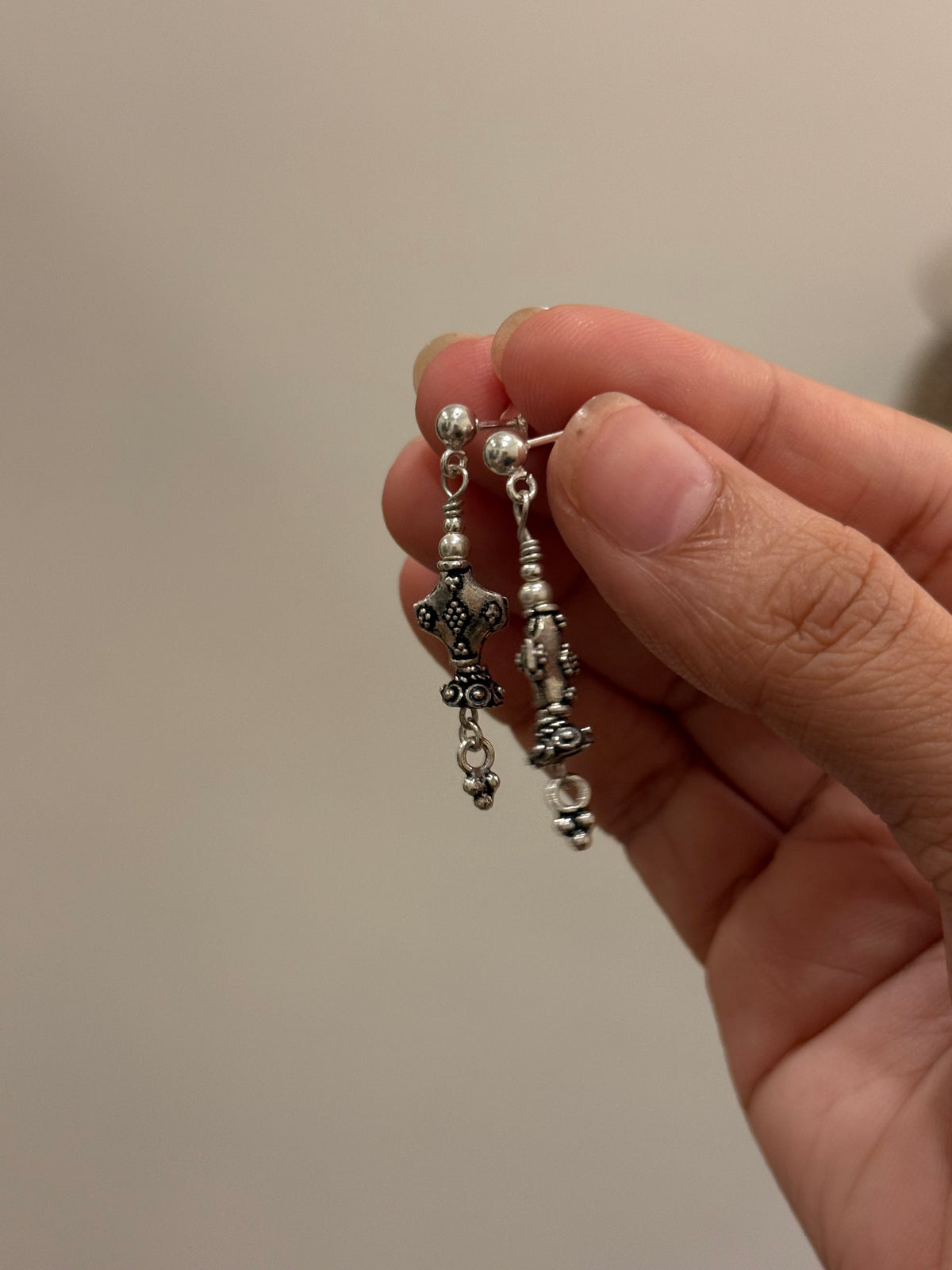 925 Sterling Silver Handcrafted Tribal Rawa Mandali Earrings