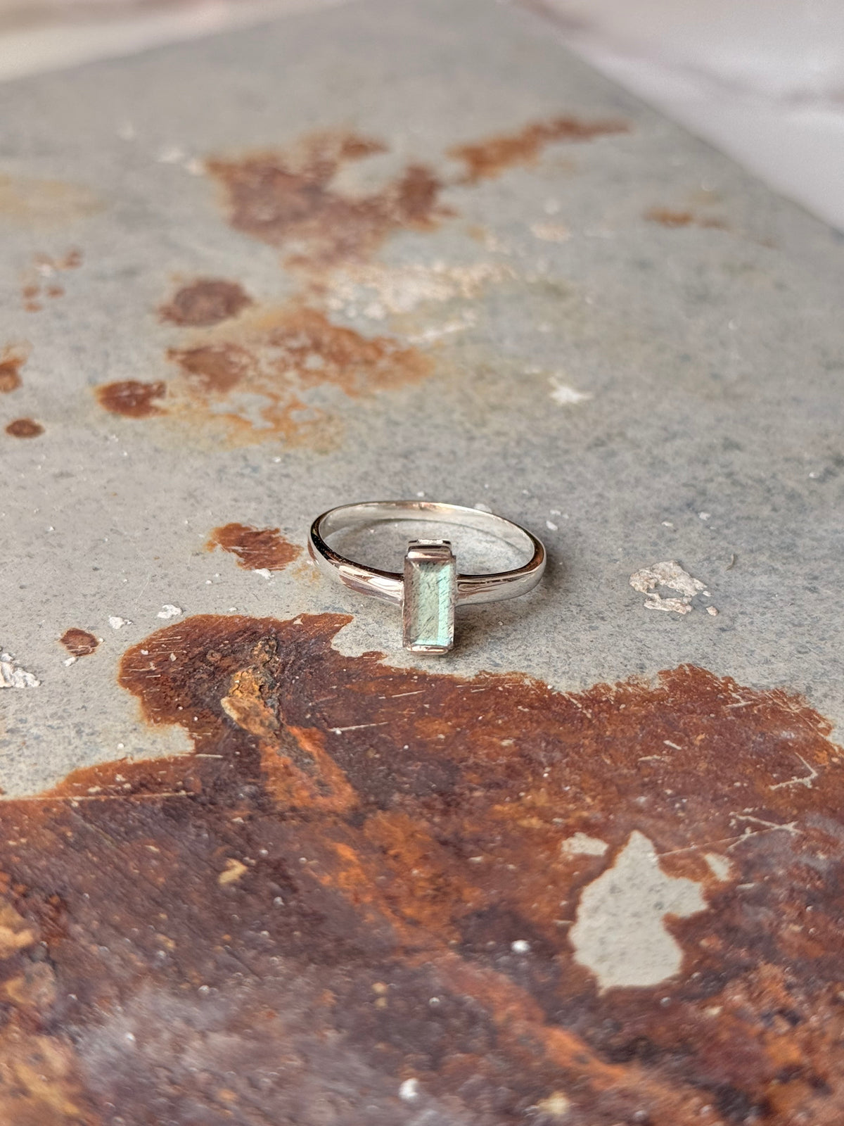 925 Sterling Silver Labradorite Baguette Cut Ring