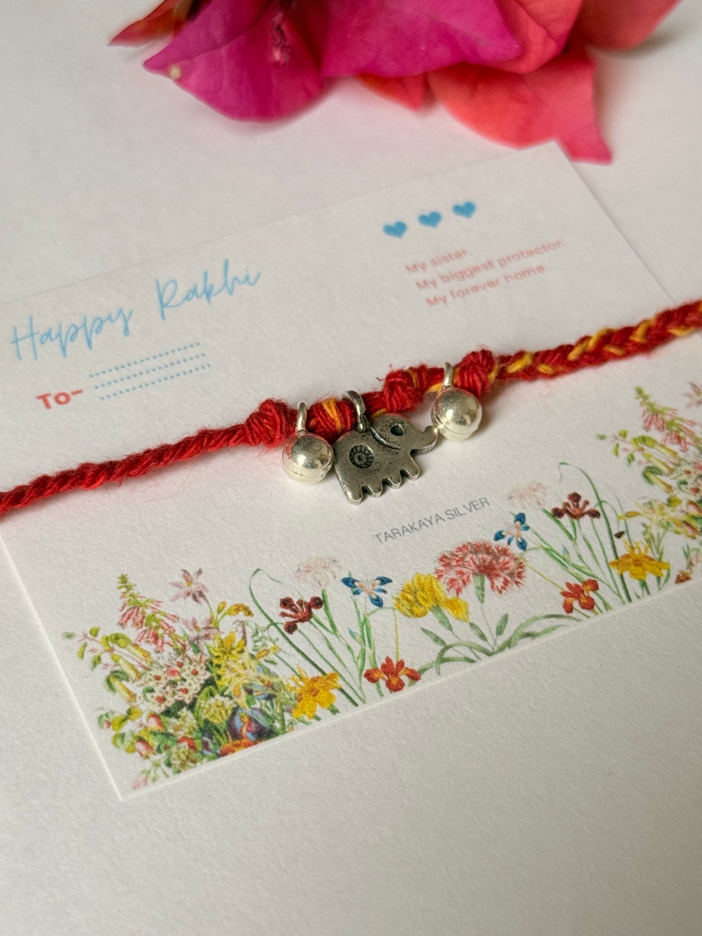 925 Sterling Silver Hill Tribe Hathi charm With Ghungroo / Musical charms - Reusable as Charm  Handcrafted Rakhi