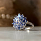 925 Sterling Silver Natural Tanzanite Faceted Big Flower Statement Ring
