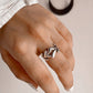 Molten Leaf Silver Ring with Nature-Inspired Design