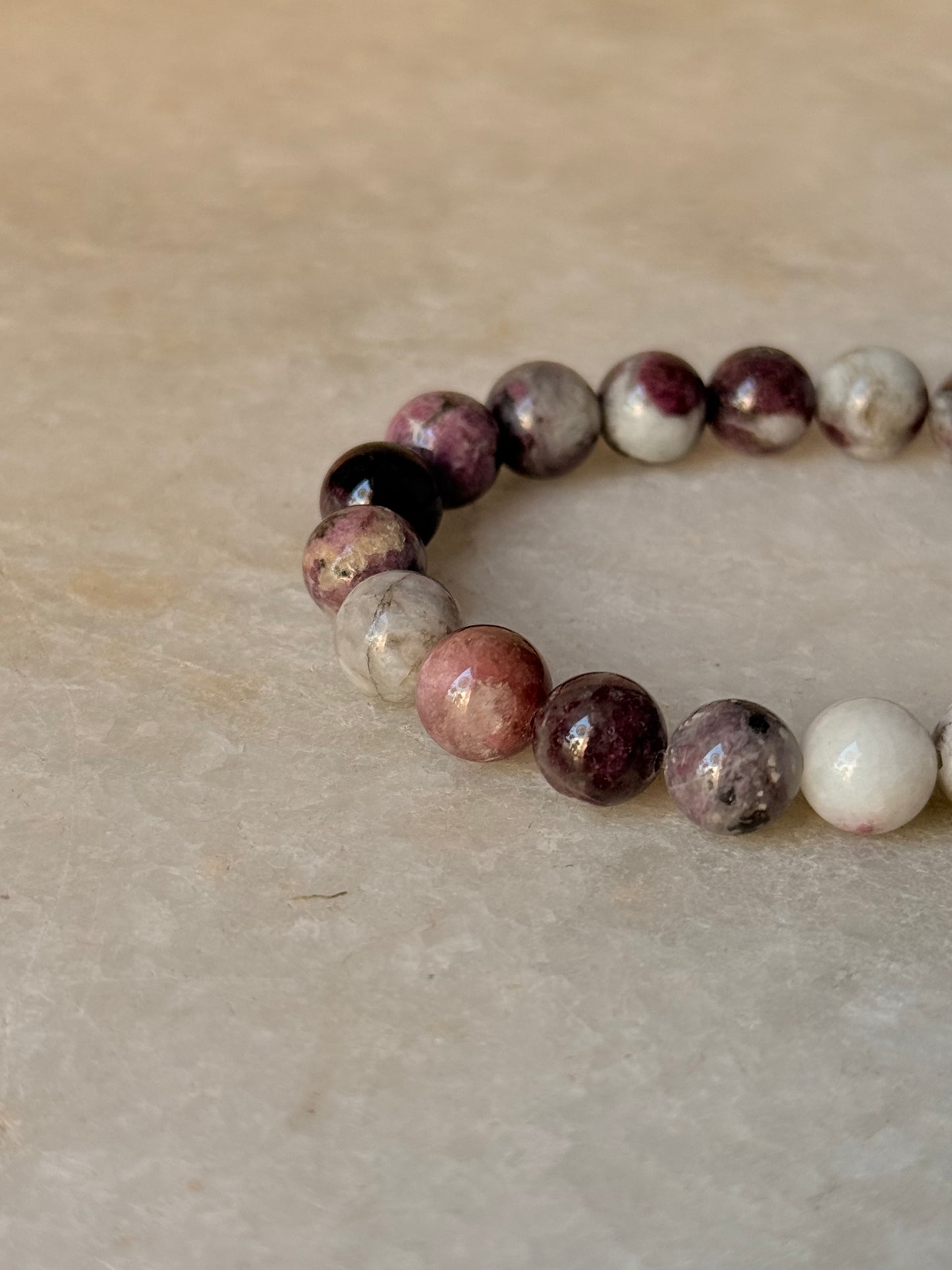 Natural Crystal AA Pink Tourmaline 8mm Bracelet