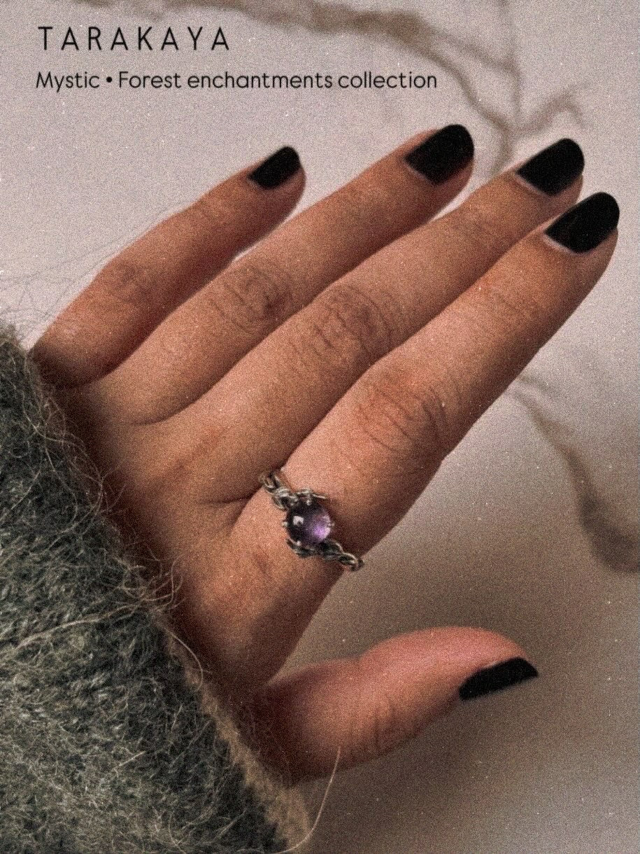 925 Sterling Silver Amethyst Forest Enchantment Ring