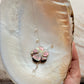 925 Sterling Silver Brown Mother Of Pearl Flower Carved , Fresh Water Pearls Charms & Clear Quartz Drop Handcrafted Dainty Necklace