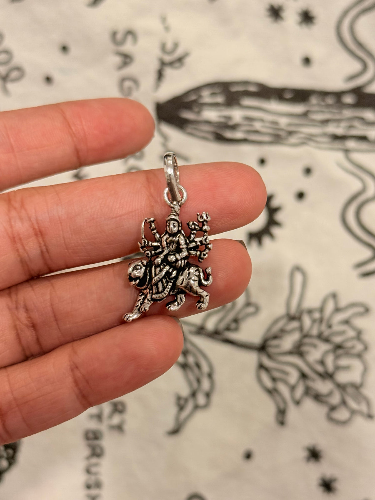 925 Sterling Silver Durga Maa Pendant