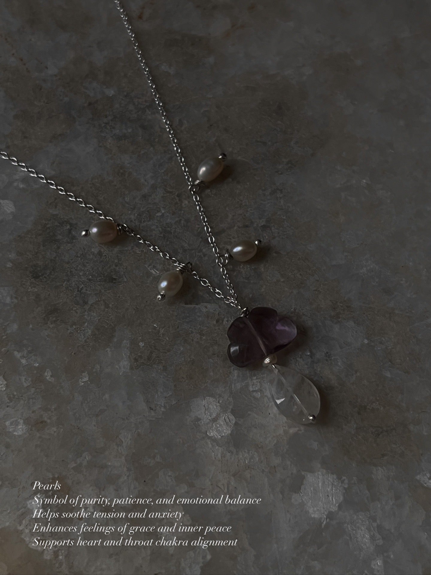 Handcrafted Fluorite and Moonstone Necklace in Sterling Silver