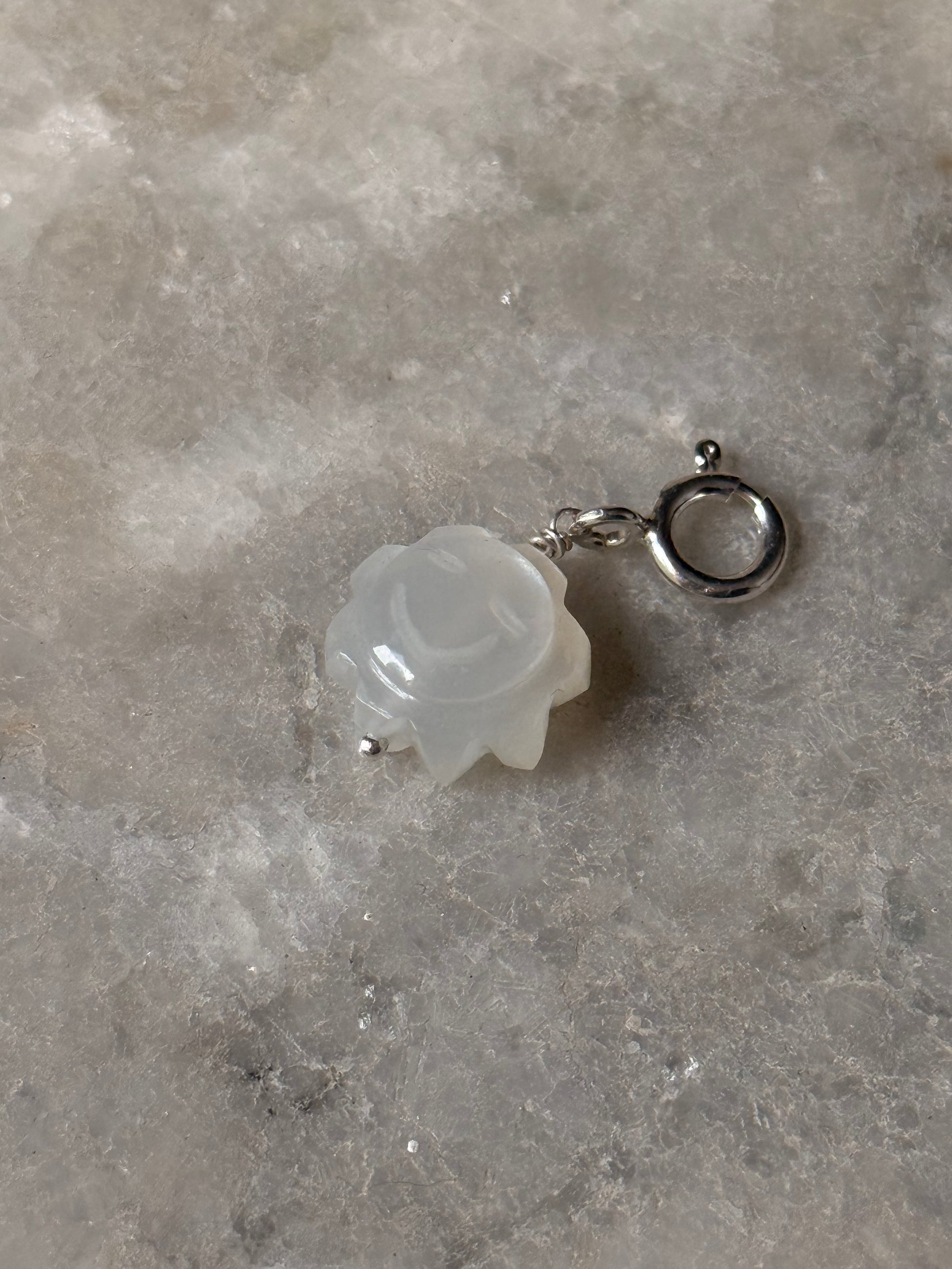 925 Sterling Silver Moonstone Sun Face Charm