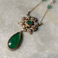 Vintage Inspired 925 Sterling Silver Gold Plated Green Onyx Pear Drop Polki Necklace