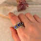 925 Sterling Silver Blue Kundan Antique Rawa Style Adjustable Handcrafted Ring