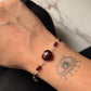 925 Sterling Silver Garnet Heart 4mm Handcrafted Bracelet