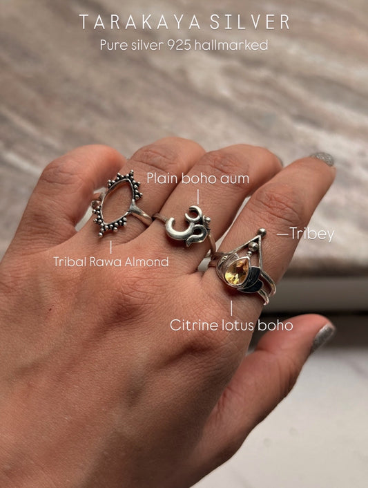 925 Sterling Silver Plain Boho Om/Aum Ring