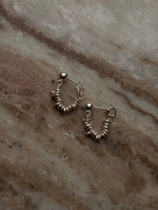 925 Sterling Silver Hill Tribe Molten Silver Beads Handcrafted Chunky Connector Studs