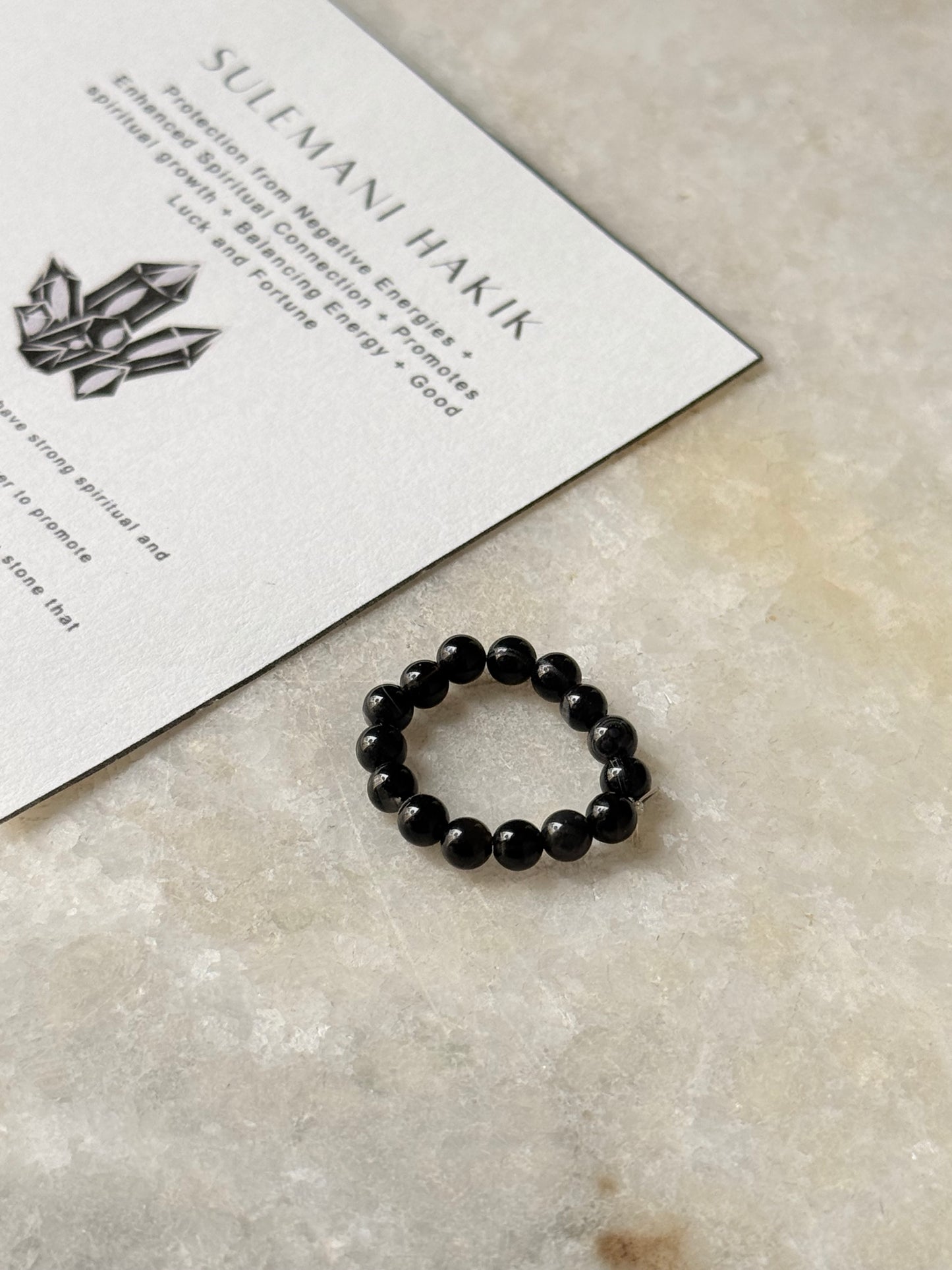 Natural Crystal Sulemani Hakik - Evil Eye 4MM Stretchy Rings