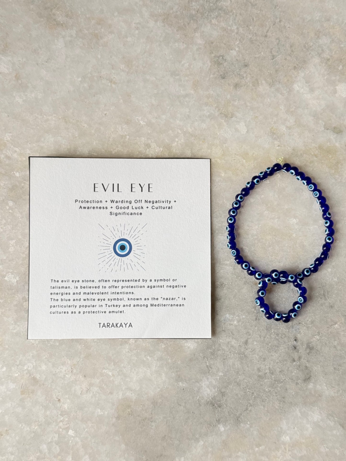 Natural Crystal Evil Eye 4mm Stretchy Rings & Bracelet