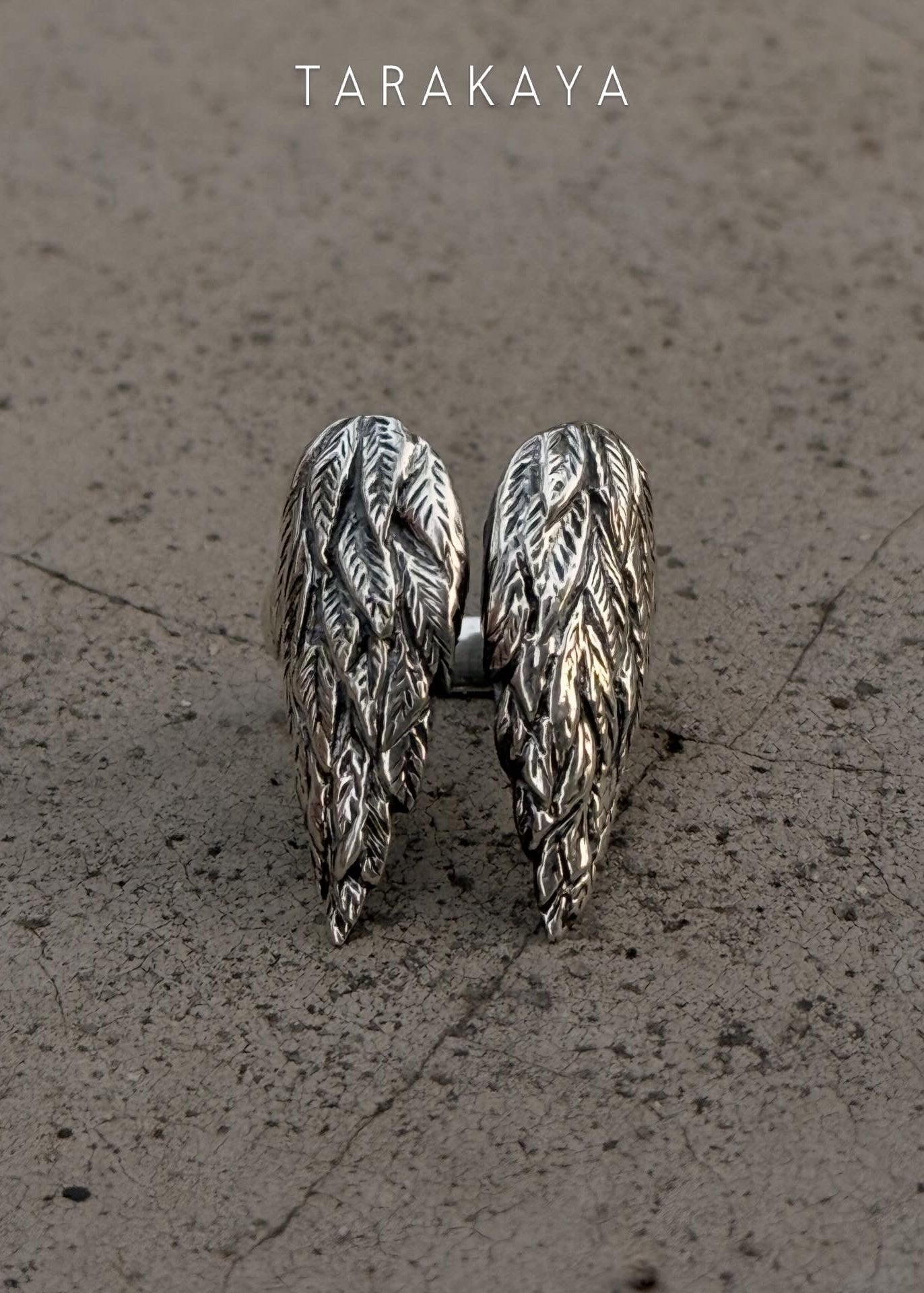 925 Sterling Silver Angel Wings Adjustable Ring