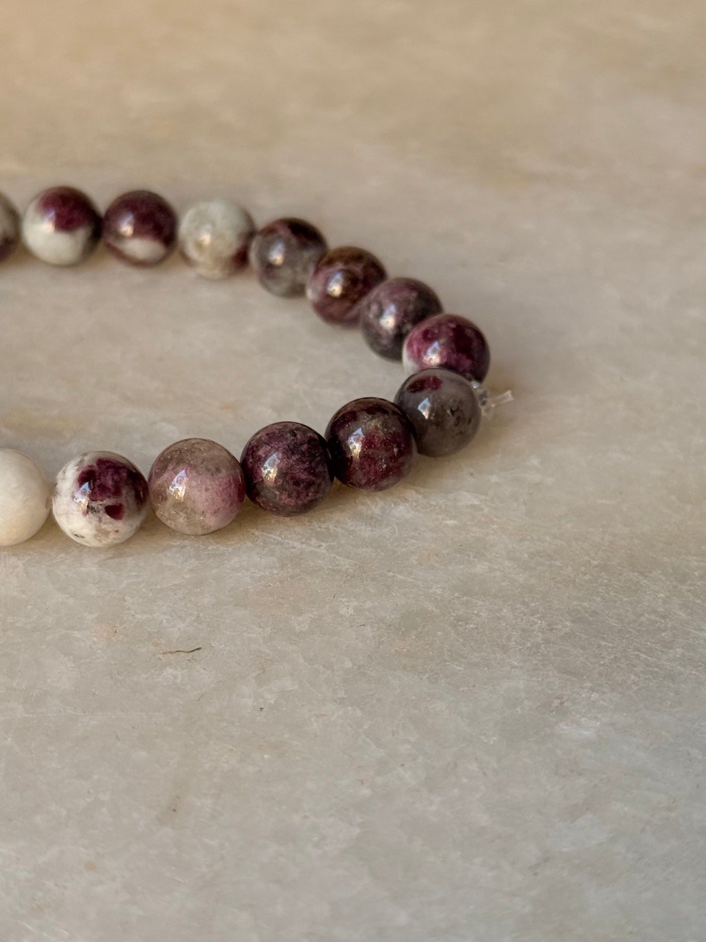 Natural Crystal AA Pink Tourmaline 8mm Bracelet