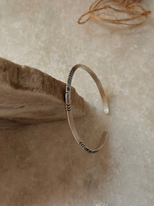 925 Sterling Silver Antique Hill Tribe Karen Drift Soul Handcrafted Adjustable Kada