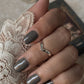 V Hammered Mid / Little Finger Adjustable 925 Sterling Silver Ring