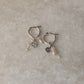 925 Sterling Silver Rose Quartz, Rose Beads & Pearl Italian Hoops