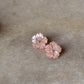 925 Sterling Silver Pink Mother Of Pearl Flowers Carved Studs