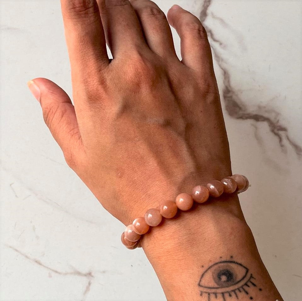 Natural Peach Moonstone Bracelet 8MM