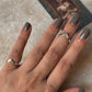V Hammered Mid / Little Finger Adjustable 925 Sterling Silver Ring