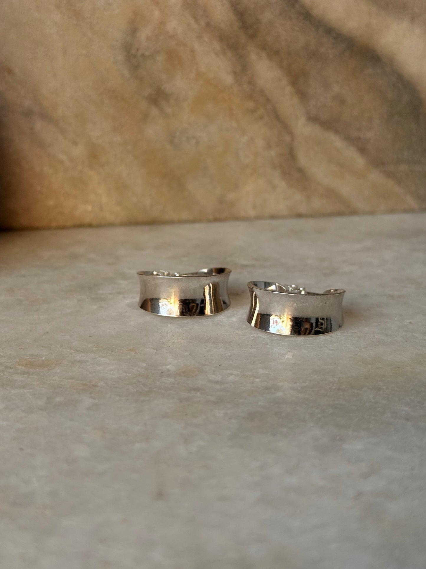 925 Sterling Silver Chunky Italian C Statement Half Hoops Earrings