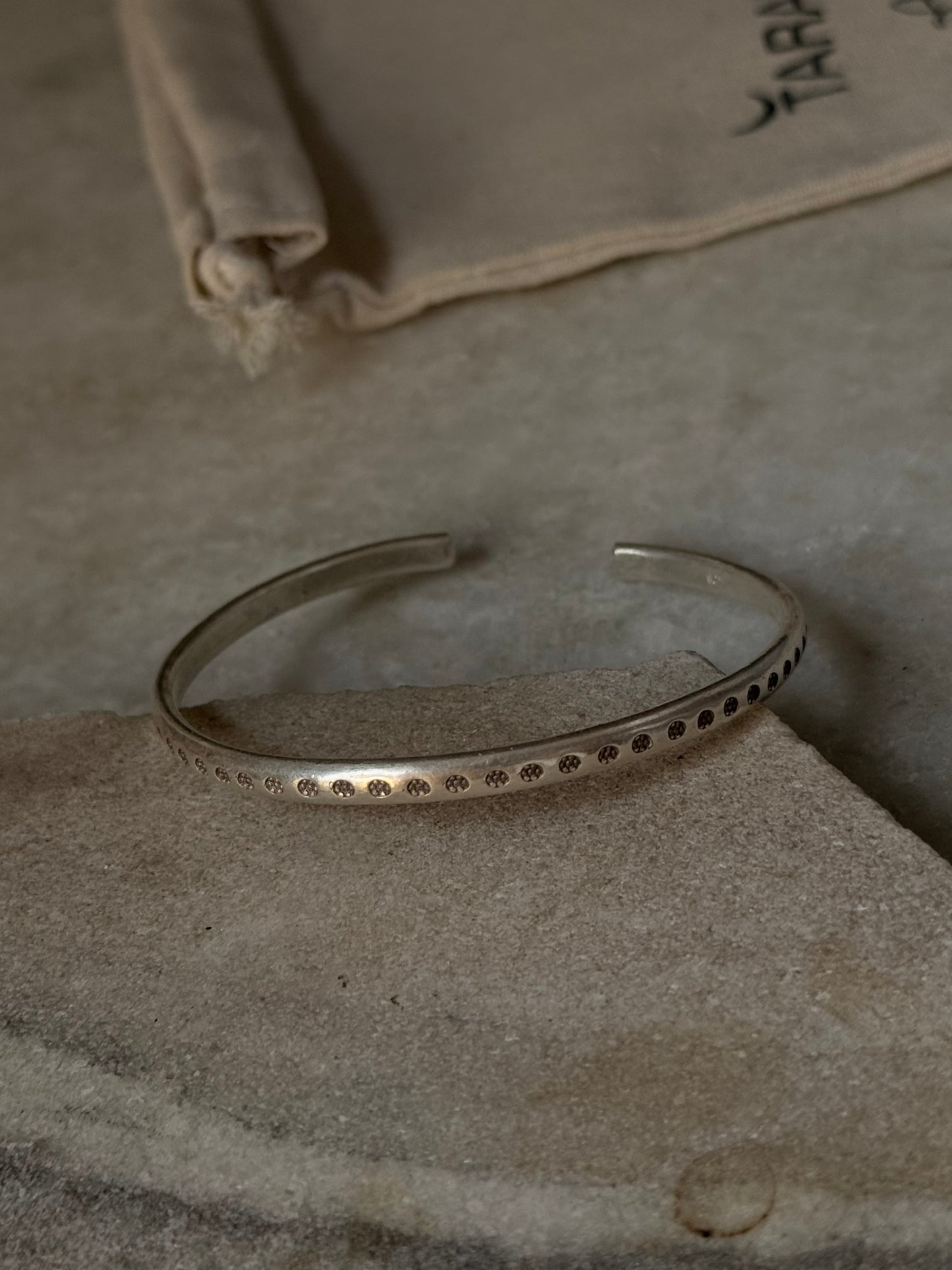 925 Sterling Silver Antique Hill Tribe Floral Handcrafted Adjustable Kada