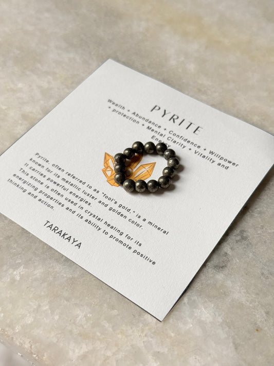 Natural Crystal Pyrite 4mm Stretchy Rings