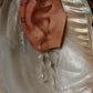 925 Sterling Silver Clear Quartz Drop Carved Charm Silver Floral Hook Handcrafted Earrings