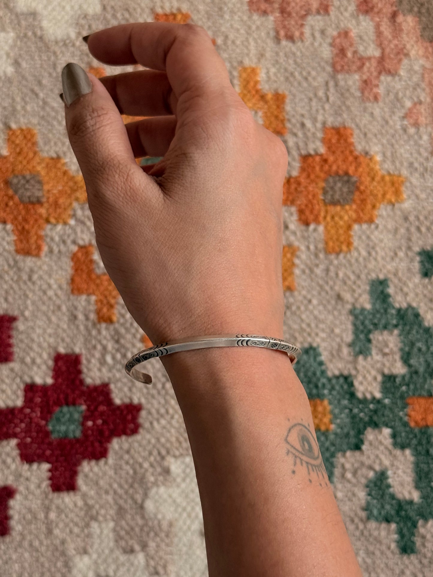 925 Sterling Silver Antique Hill Tribe Karen Drift Soul Handcrafted Adjustable Kada