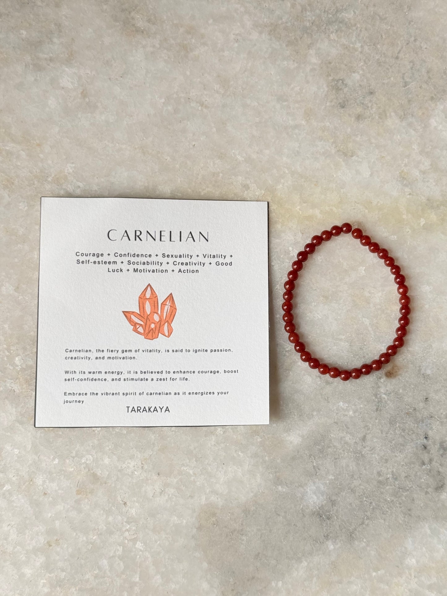 Natural Crystal Carnelian 4mm Bracelet