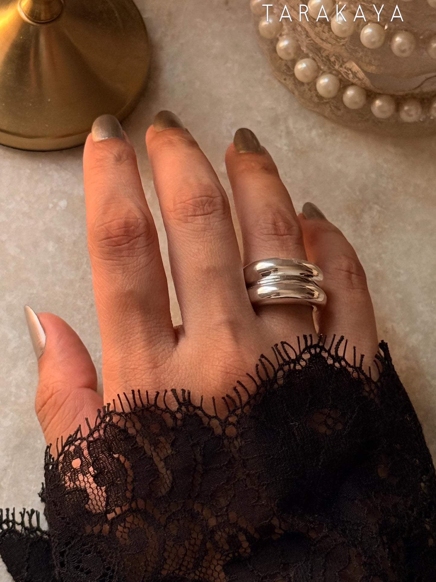 925 Sterling Silver Chunky Twin Hula Dome Band Ring