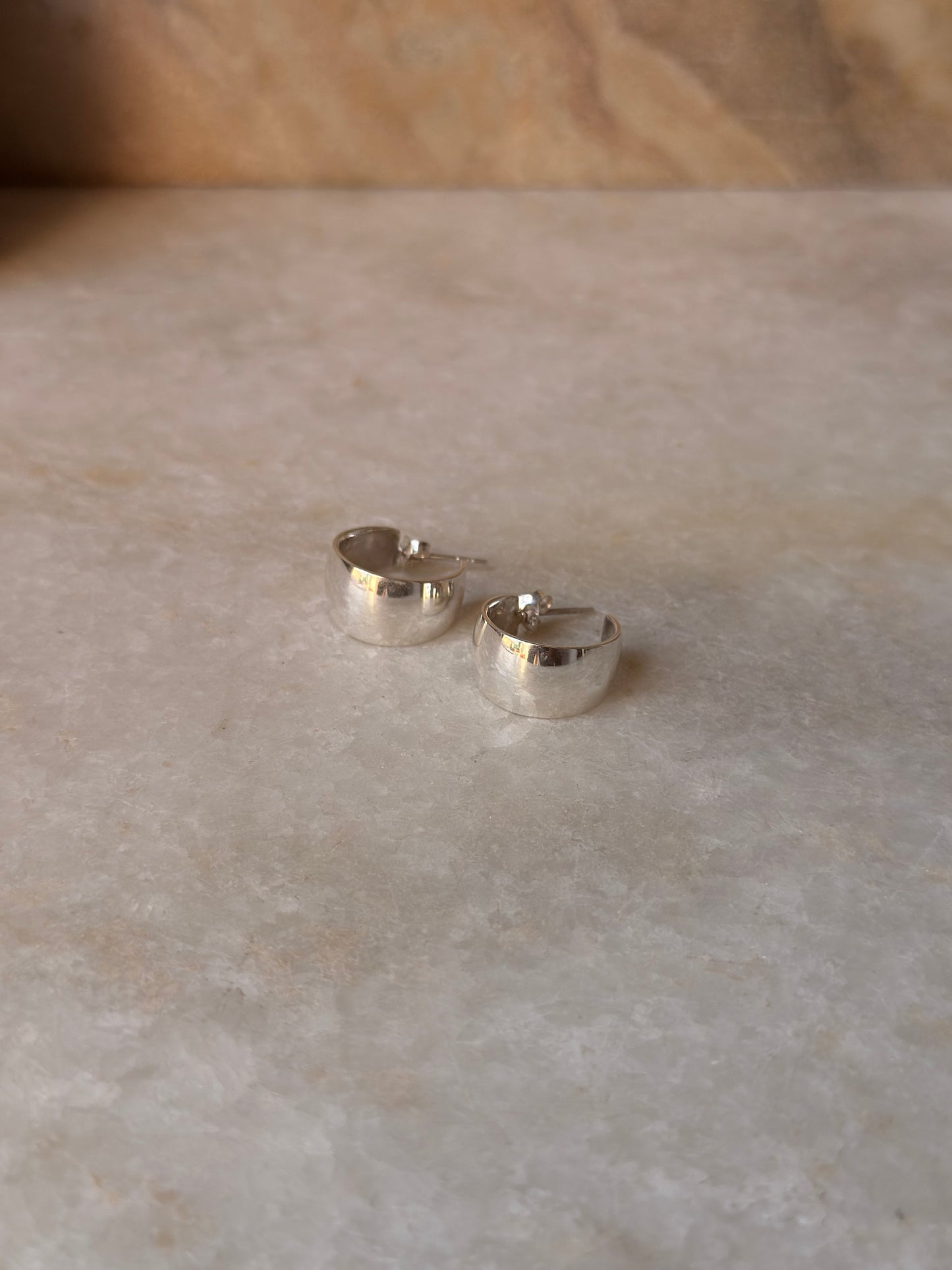 925 Sterling Silver Chunky Italian Big C Half Hoops Earrings