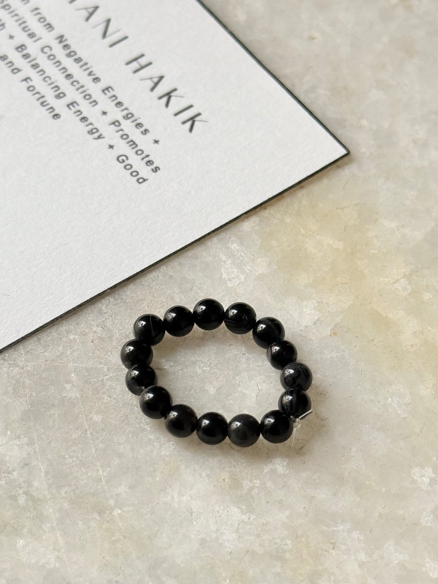 Natural Crystal Sulemani Hakik - Evil Eye 4MM Stretchy Rings