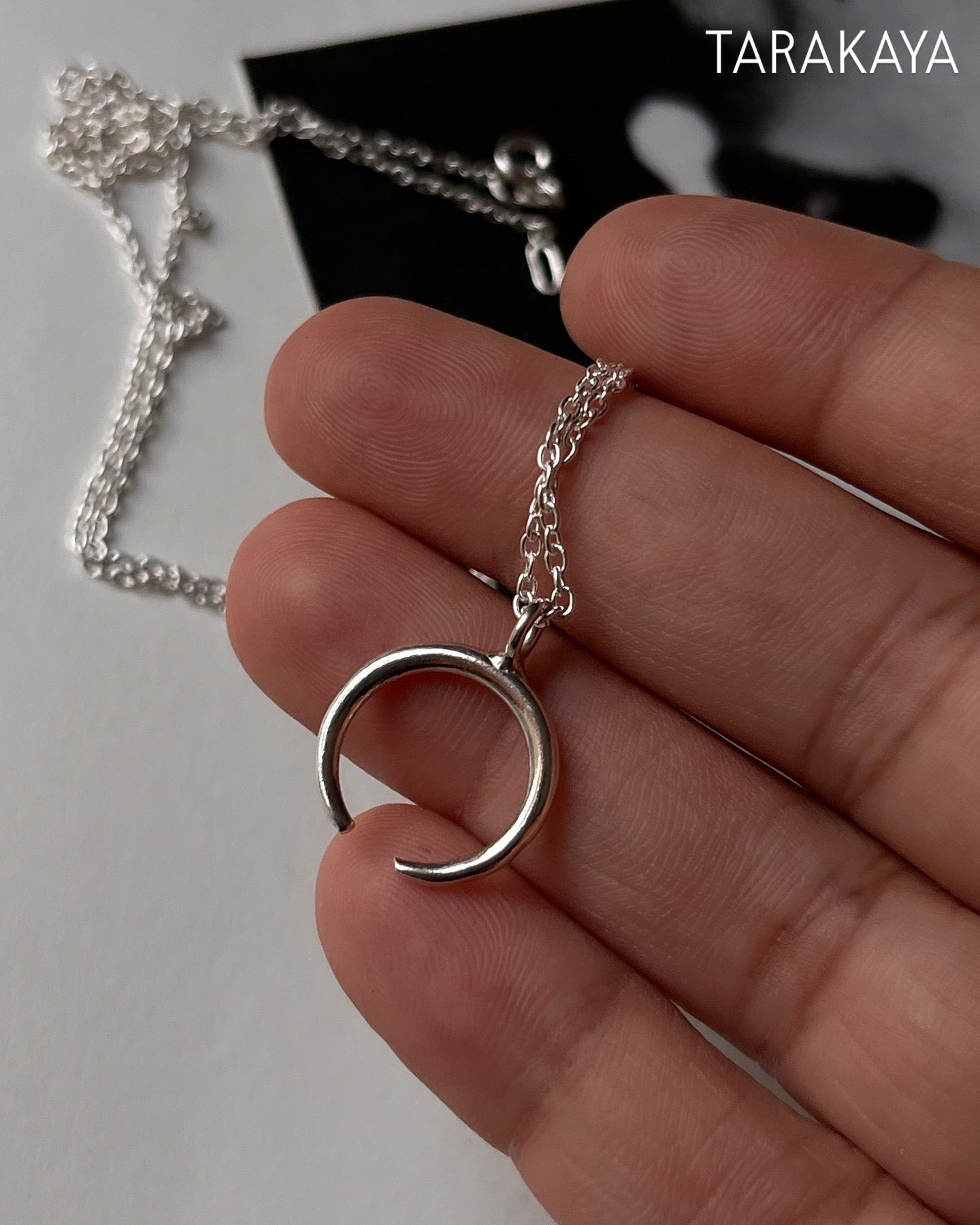 925 Silver Crescent Moon Pendant Necklace