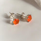 Carnelian 6mm round stud earrings set in sterling silver