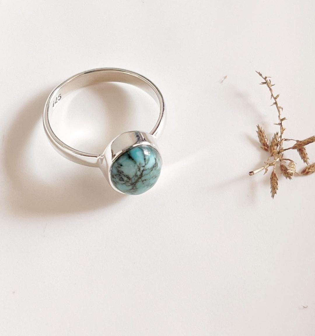 Natural Turquoise Oval Sterling Silver Ring