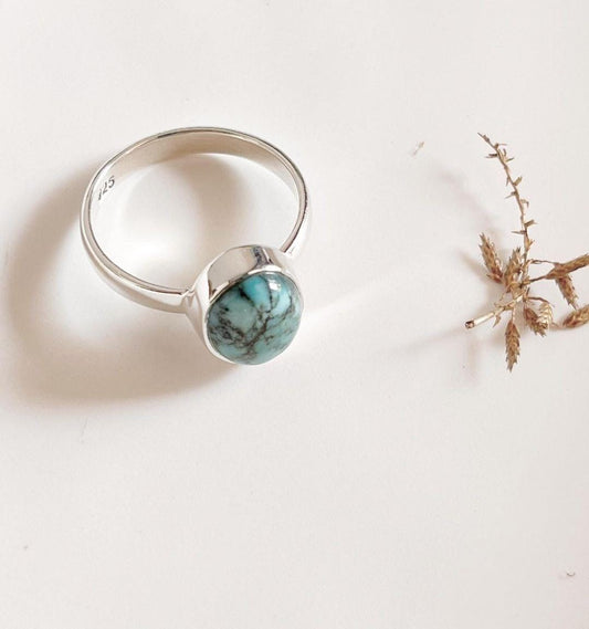 Natural Turquoise Oval Sterling Silver Ring