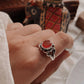 Elegant carnelian stone set in a silver statement ring