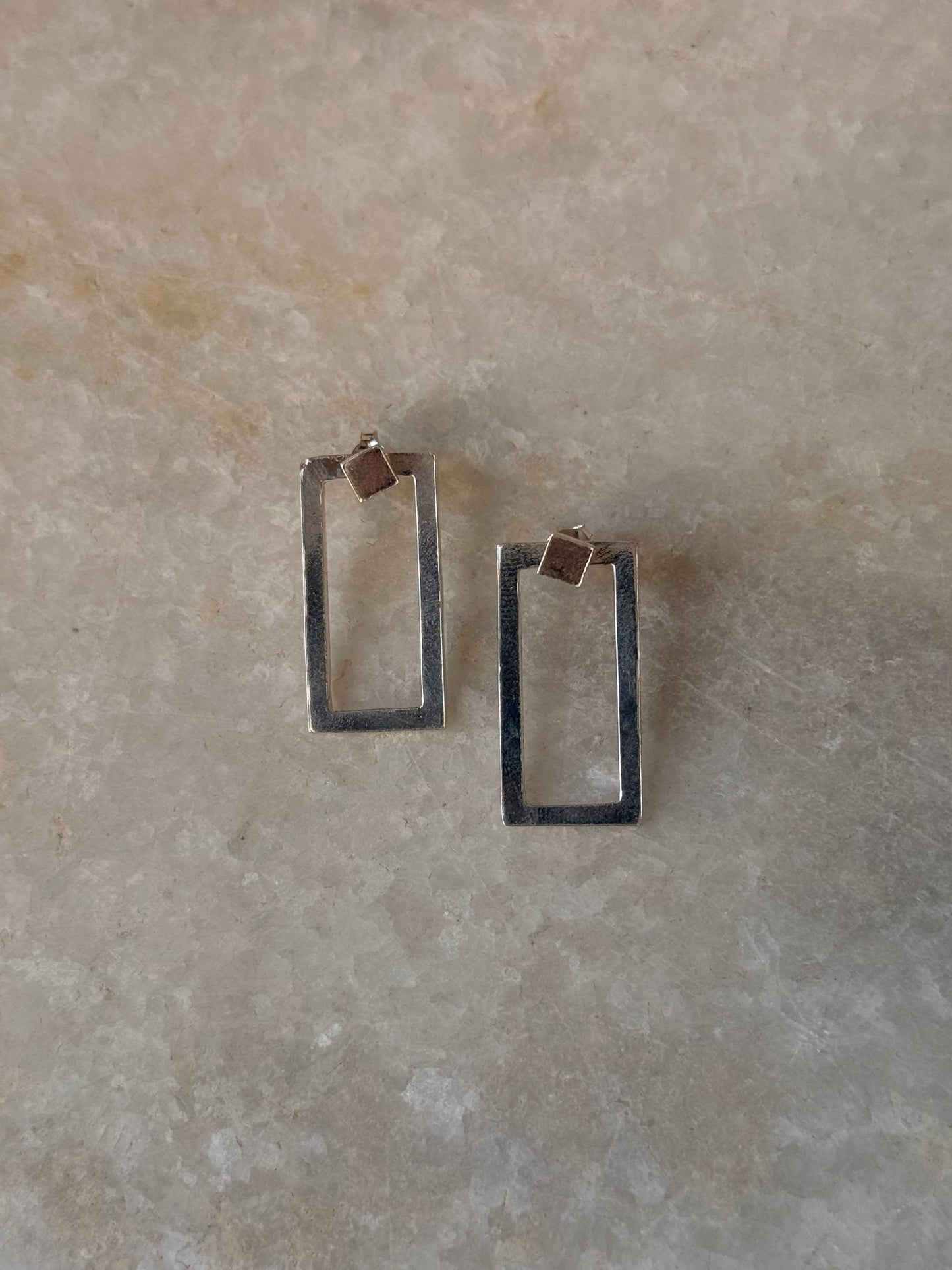 925 Sterling Silver Chunky Italian 2 in 1 Rectangular Statement Studs