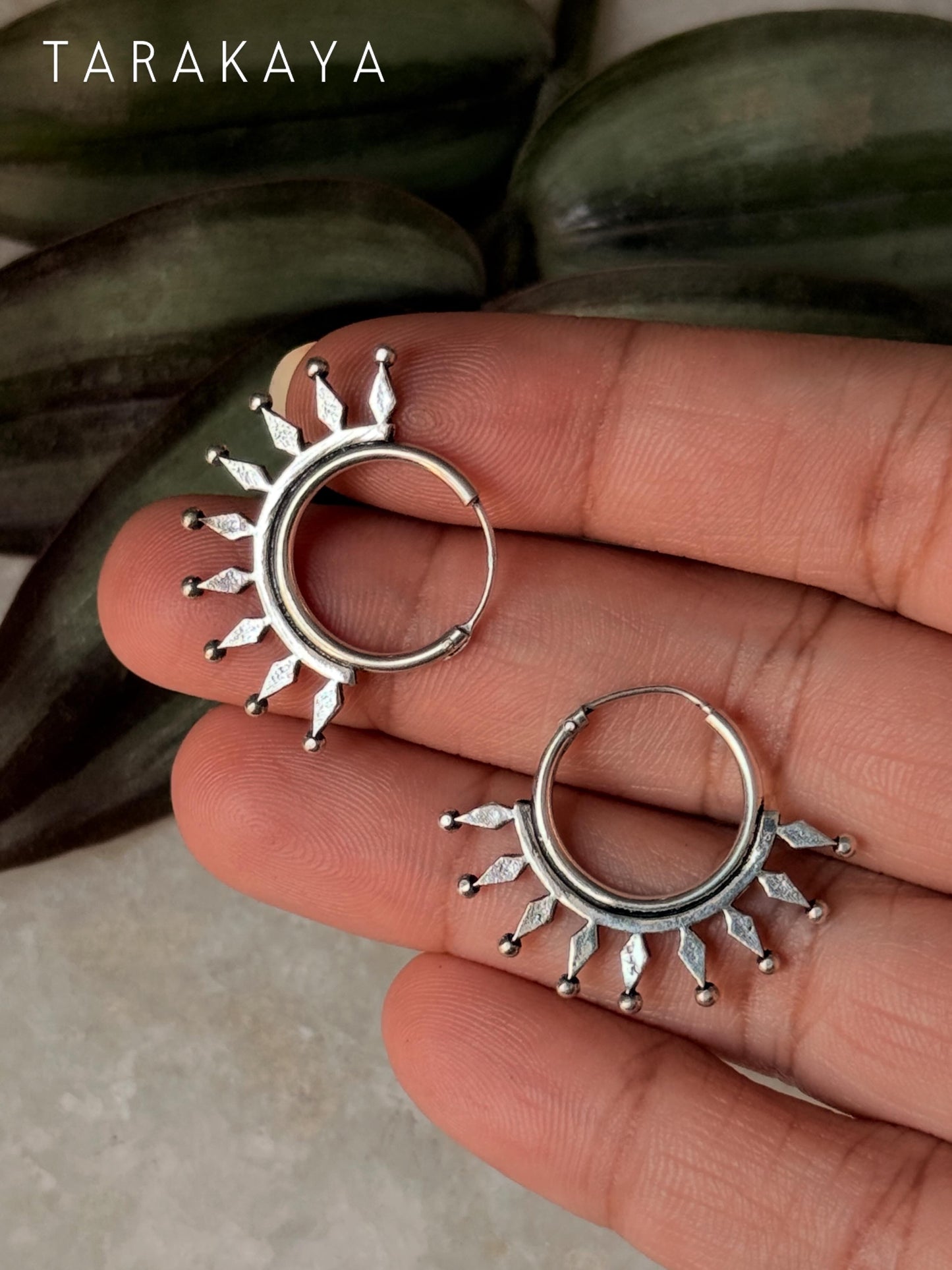 925 Sterling Silver Tribal Hoops Earrings- Tatvam