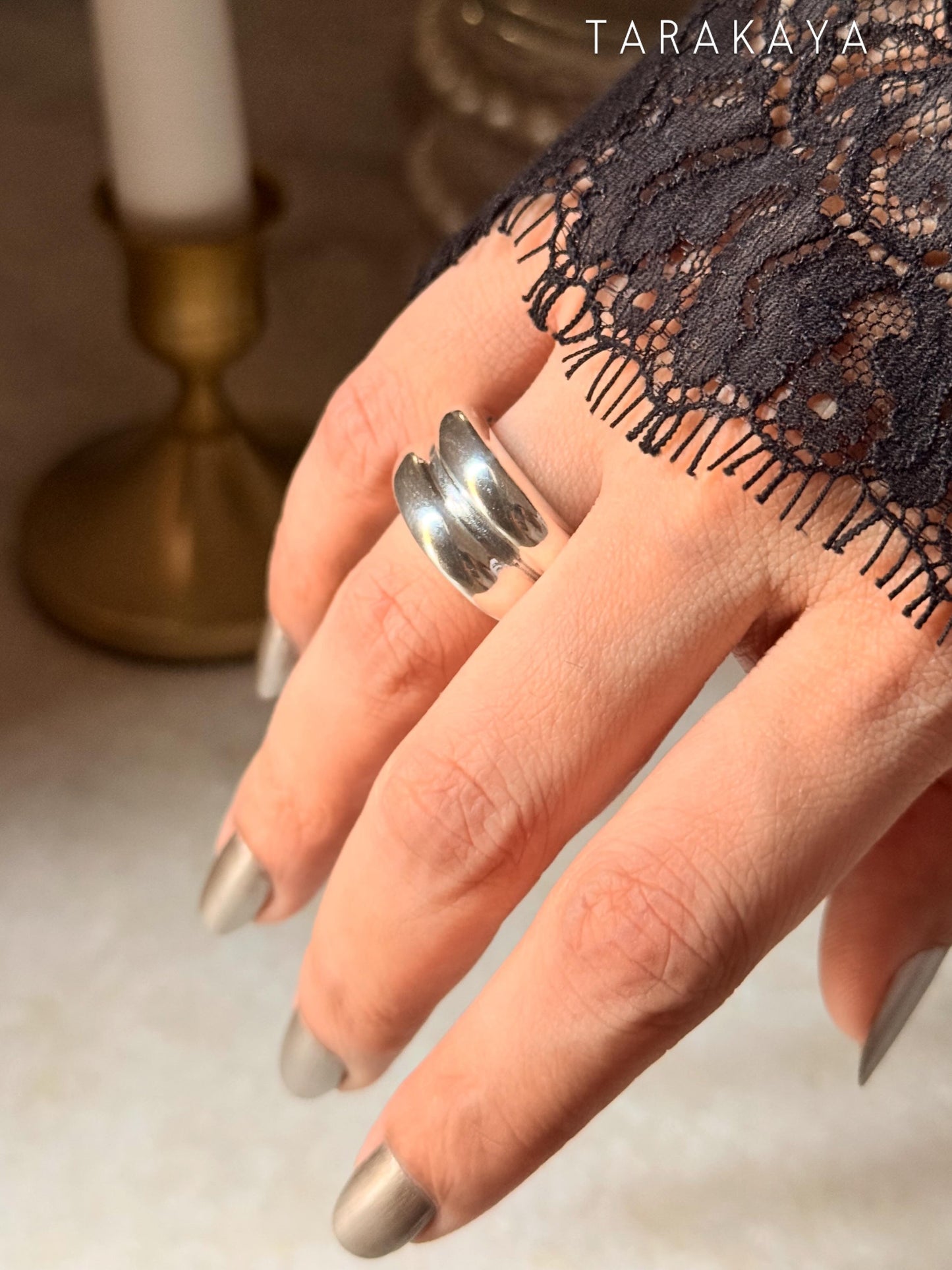 925 Sterling Silver Chunky Twin Hula Dome Band Ring