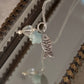 925 Sterling Silver Fish, Grey Moonstone Heart , Fresh Water Pearls and Aquamarine Star Necklace
