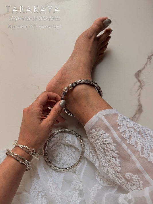 925 Sterling Silver Tribal Leg Kada Pure Daily Wear Single pc - 1 unit Anklet