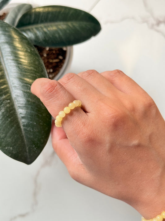 Natural Crystal Yellow Calcite 4mm Stretchy Rings
