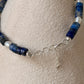 925 Sterling Silver Lapis Lazuli Flat Tube Crystal Fresh Water Pearls Bracelet